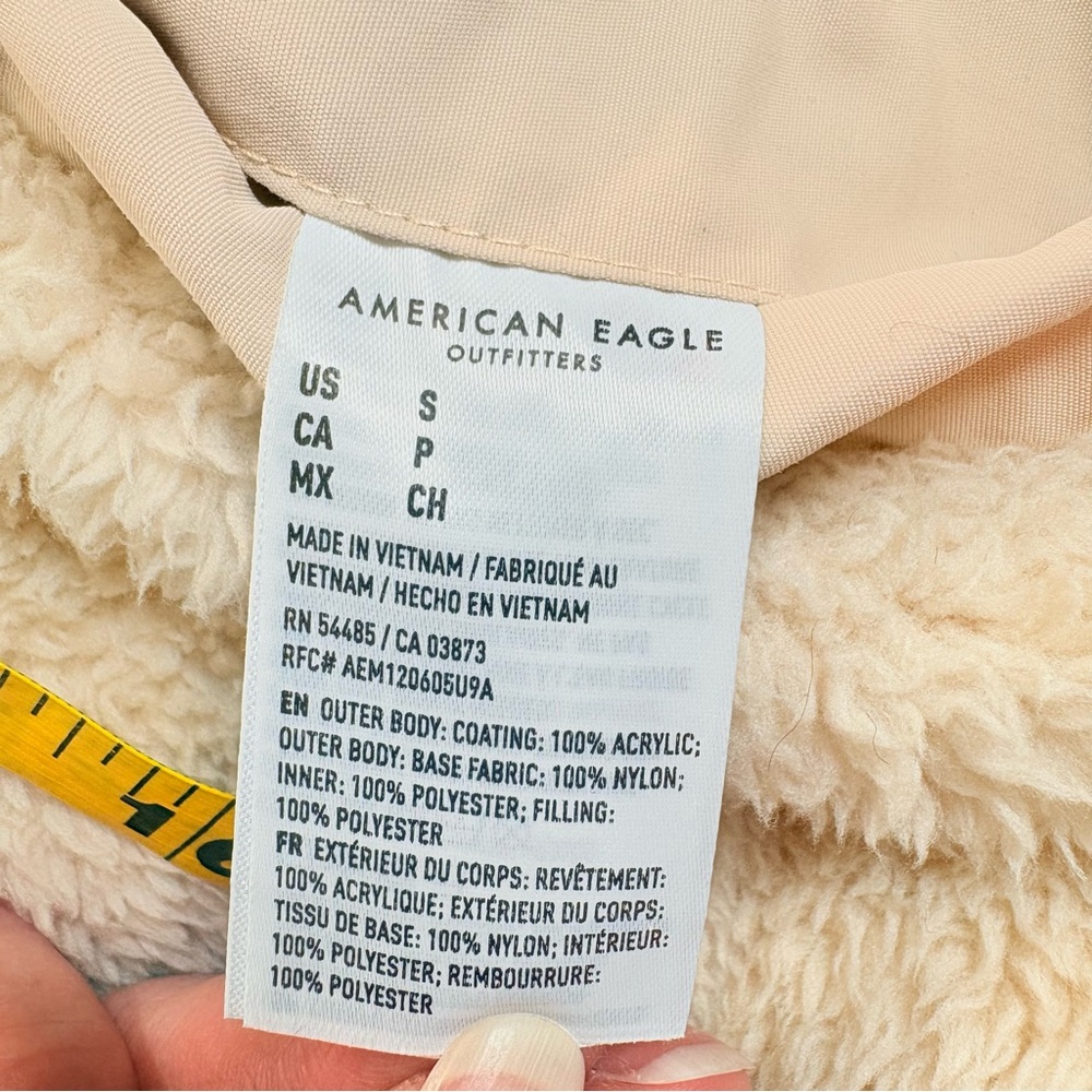 American Eagle Outfitters Reversible Tan Puffer Sherpa Jacket SzS  Cabincore - Picture 13 of 15